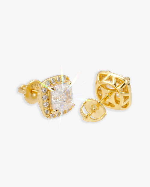 9MM Moissanite Halo Stud Earrings 14K Gold