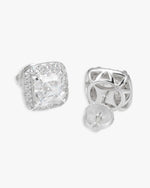 9MM Moissanite Halo Stud Earrings 14K Gold - White Gold