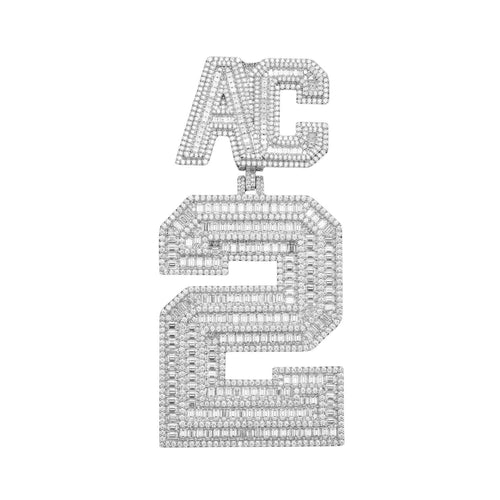 "AC" Custom Moissanite Pendant 14K Gold 1