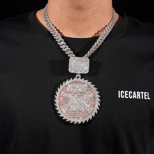 AK Custom Moissanite Circle Pendant 14K Gold ICECARTEL model