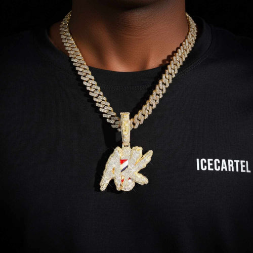 AK Pole Custom Moissanite circle Pendant 14K Gold icecartel model1