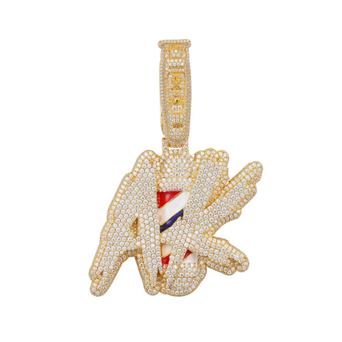 AK Pole Custom Moissanite circle Pendant 14K Gold icecartel white