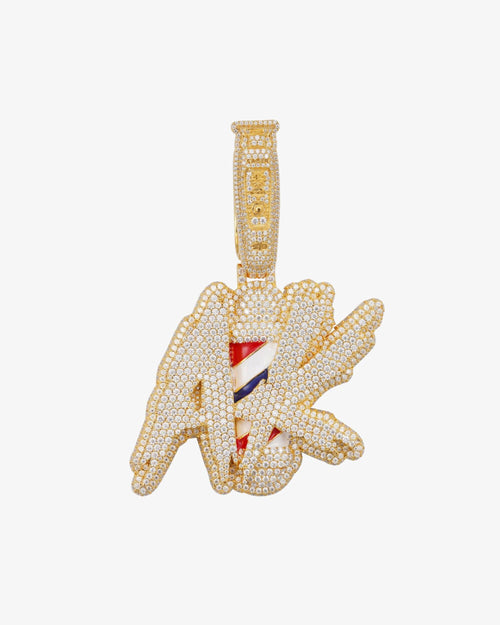 AK Pole Custom Moissanite circle Pendant 14K Gold icecartel white