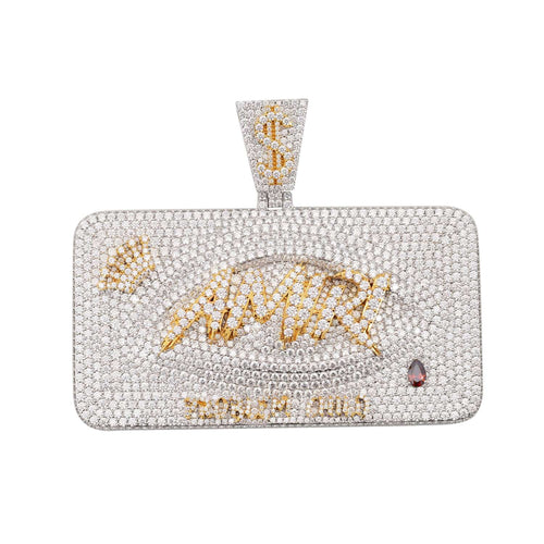 AMIRI Custom Moissanite Name Pendant 14K Gold ICECARTEL white