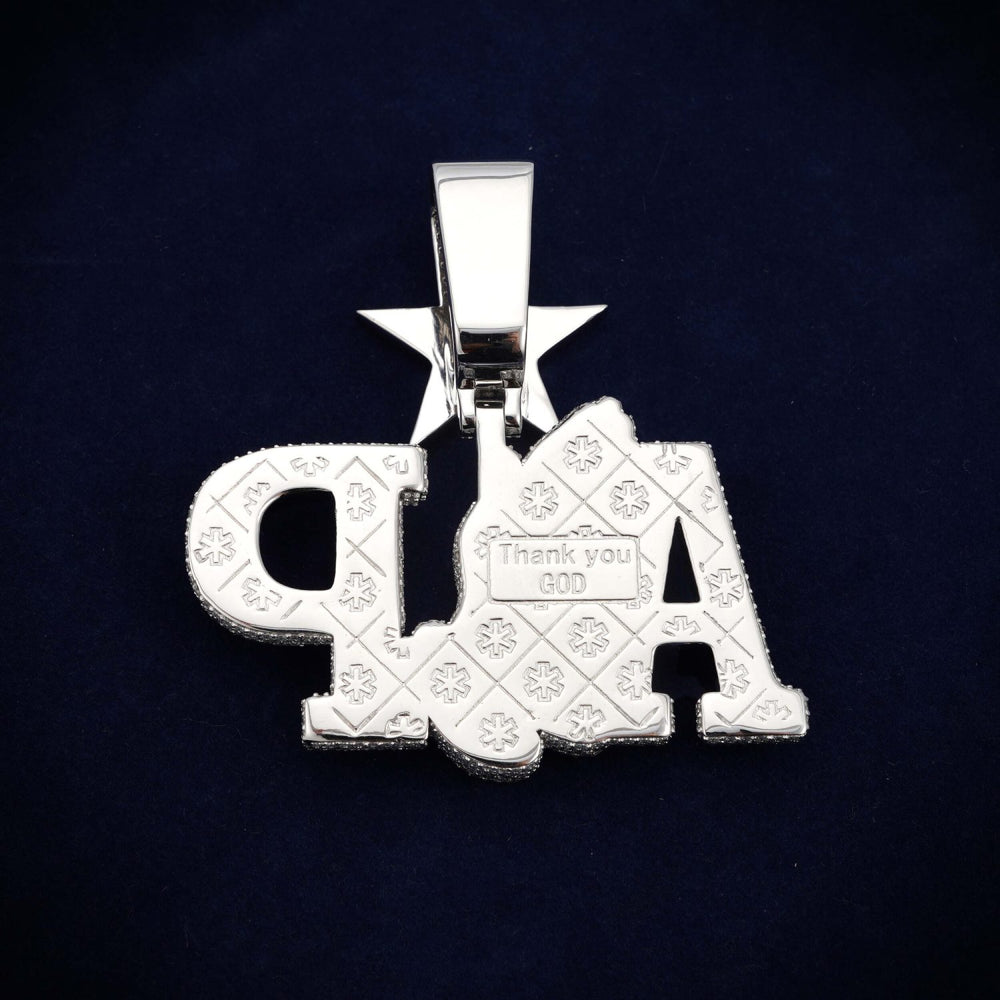 AP Praying Hands Custom Moissanite Logo Pendant 14K Gold icecartel back