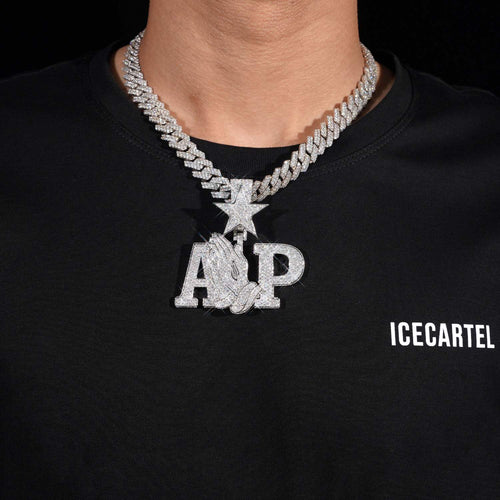 AP Praying Hands Custom Moissanite Logo Pendant 14K Gold icecartel model
