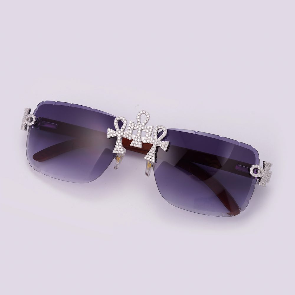 Ankh Moissanite Sunglasses 14k Gold black