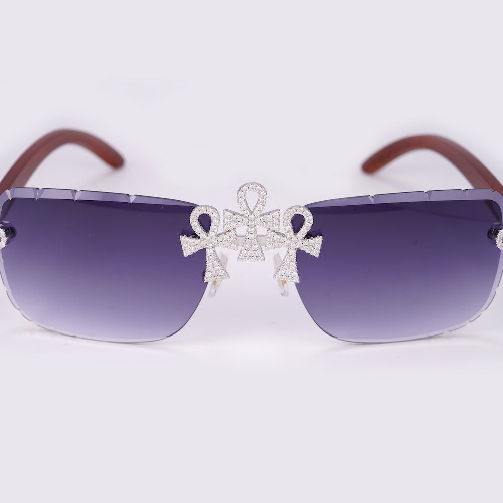 Ankh Moissanite Sunglasses 14k Gold front