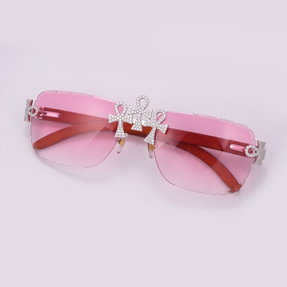 Ankh Moissanite Sunglasses 14k Gold Pink