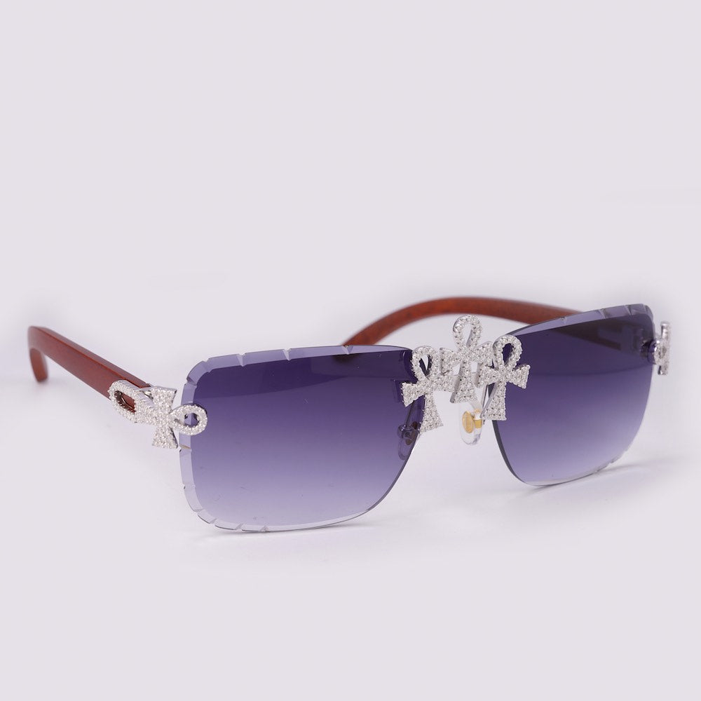 Ankh Moissanite Sunglasses 14k Gold Side