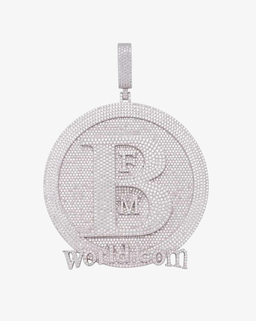 B Custom Moissanite Circle Pendant 14K White Gold 3