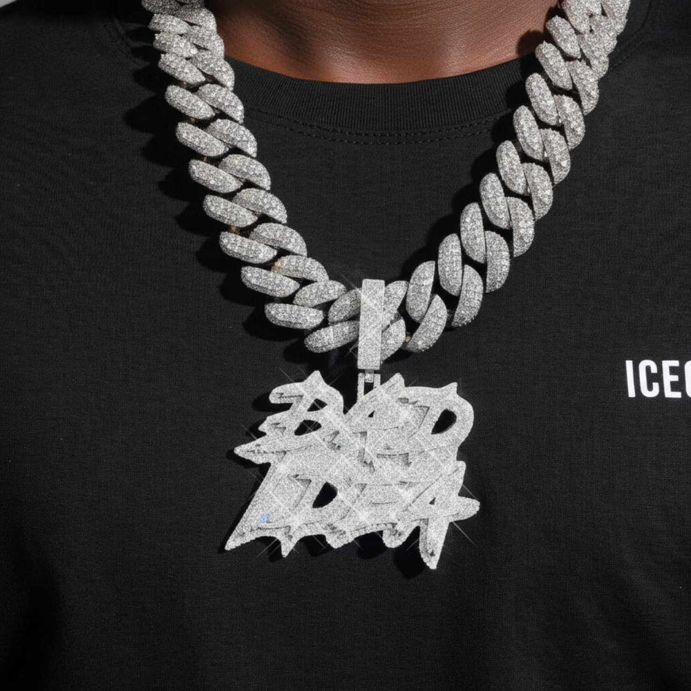 BAD IDEA Custom Moissanite Name Pendant 14K Gold icecartel model1