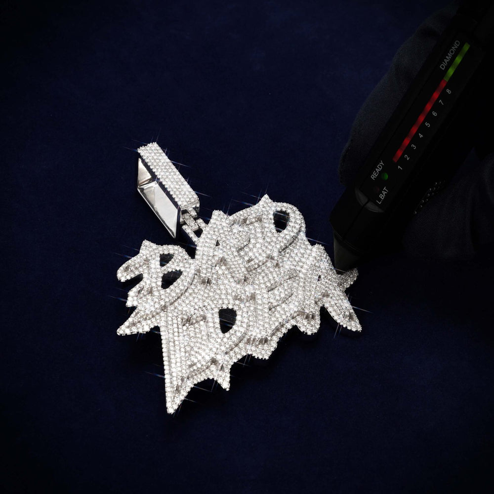 BAD IDEA Custom Moissanite Name Pendant 14K Gold icecartel test