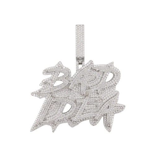 BAD IDEA Custom Moissanite Name Pendant 14K Gold icecartel white