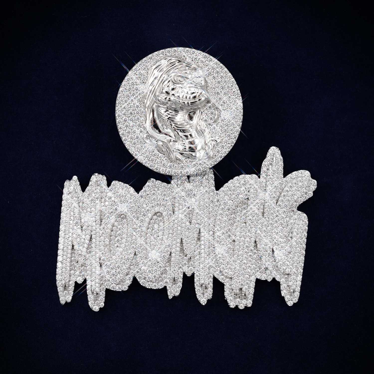BIG MOOMGNG Custom Moissanite Name Pendant 14K Gold icecartel main
