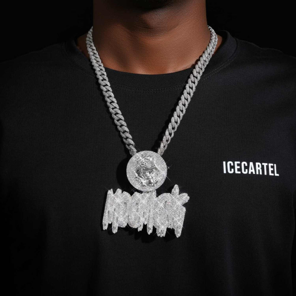 BIG MOOMGNG Custom Moissanite Name Pendant 14K Gold icecartel model1