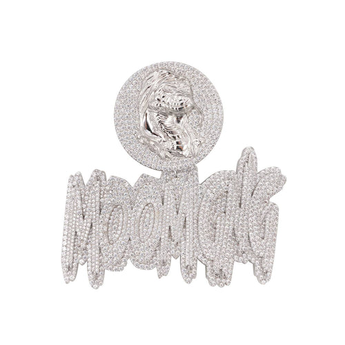 BIG MOOMGNG Custom Moissanite Name Pendant 14K Gold icecartel white