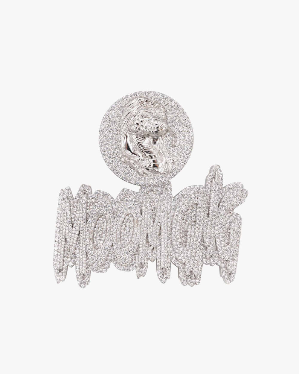 BIG MOOMGNG Custom Moissanite Name Pendant 14K Gold icecartel white