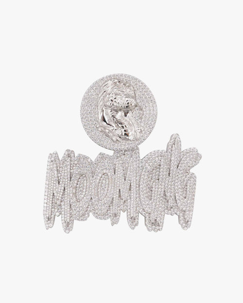 BIG MOOMGNG Custom Moissanite Name Pendant 14K Gold icecartel white