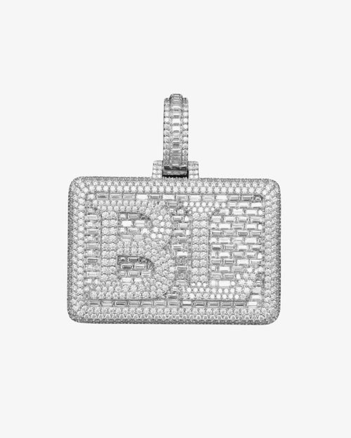 "BL" Custom Moissanite Rectangle Pendant 14K Gold 2