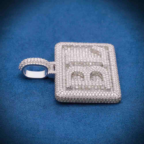 "BL" Custom Moissanite Rectangle Pendant 14K Gold 5