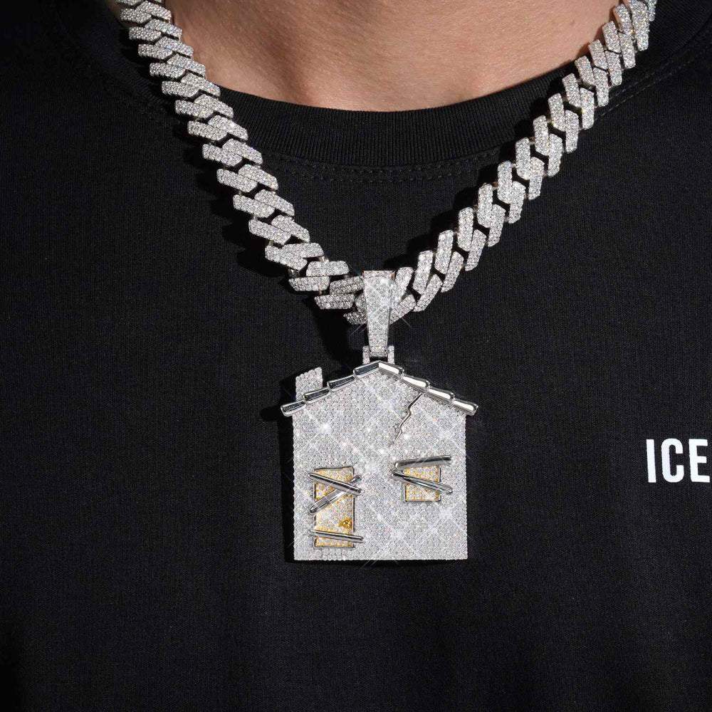 BROKEN HOME Custom Moissanite Logo Pendant 14K Gold icecartel model