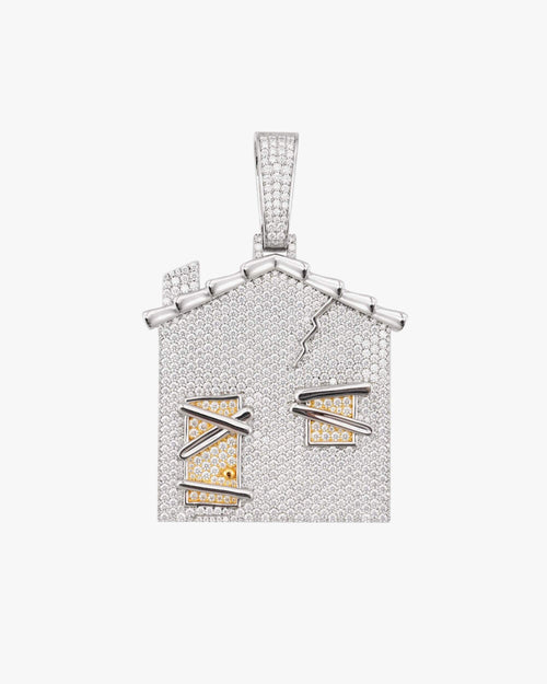 BROKEN HOME Custom Moissanite Logo Pendant 14K Gold icecartel white