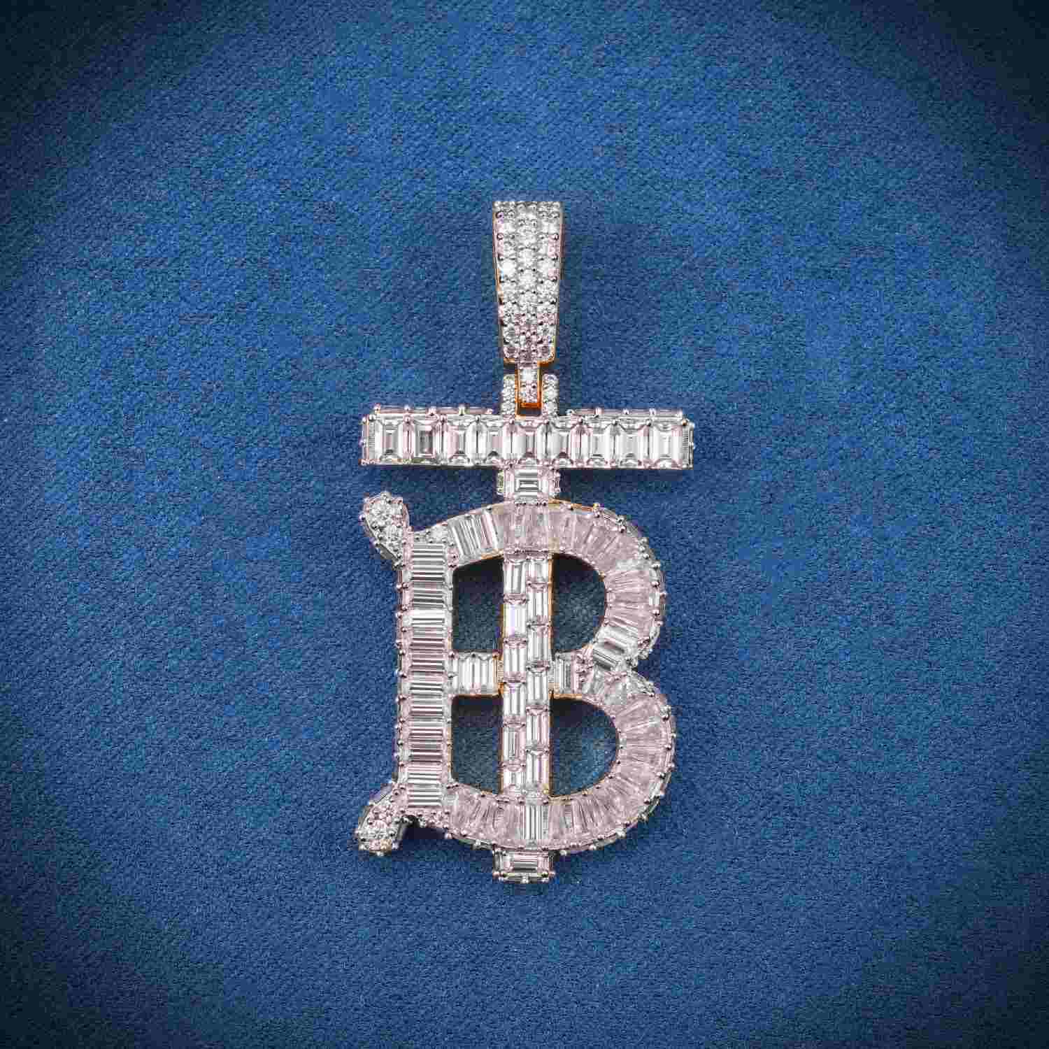 "BT" Custom Moissanite Pendant 14K Gold 1