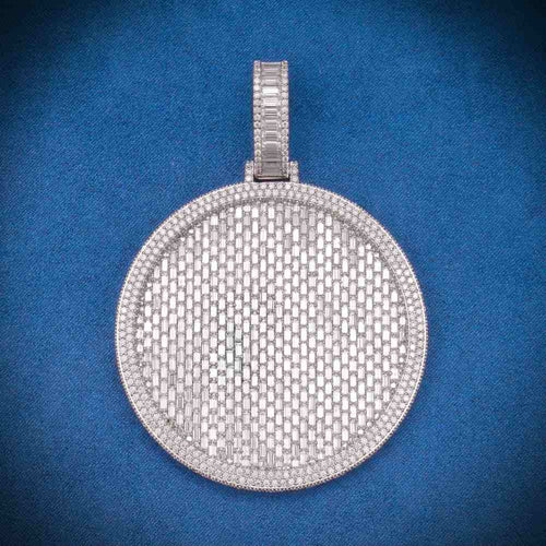 Baguette Face Circle Moissanite Pendant 14K Gold 1