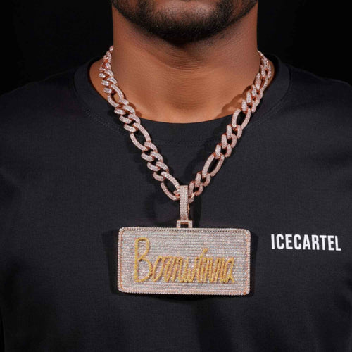 "Born Winna" Custom Moissanite Pendant 14K Gold model31