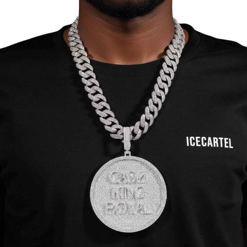 "CASH KING ROYAL" Custom Moissanite Name Pendant 14k Gold model