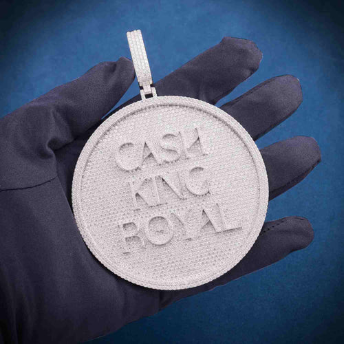 "CASH KING ROYAL" Custom Moissanite Name Pendant 14k Gold hand