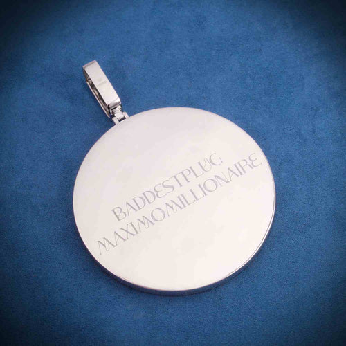 "CASH KING ROYAL" Custom Moissanite Name Pendant 14k Gold back