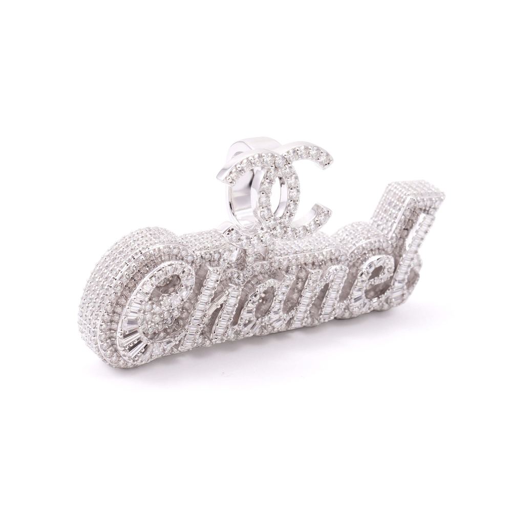 CHANEL Custom Moissanite Pendant 14K White Gold 5