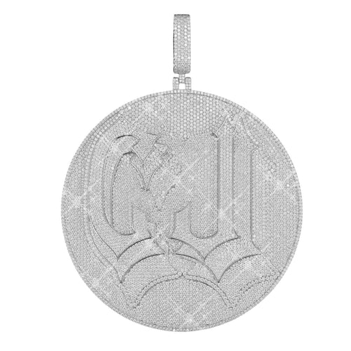 "CJ" Custom Moissanite Pendant 14K Gold 1