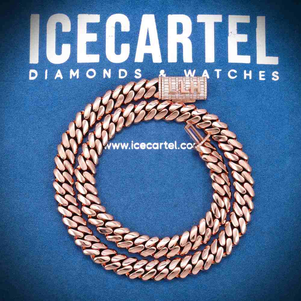 CUSTOM CLASP 12MM Moissanite Miami Cuban Link Chain 14K Gold 5