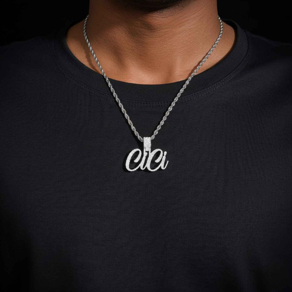 CiCi Custom Moissanite Name Pendant 14K Gold icecartel model1