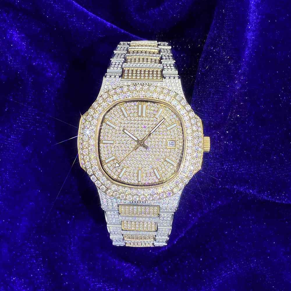 Circle Face Moissanite Watch 14K Yellow Gold 1