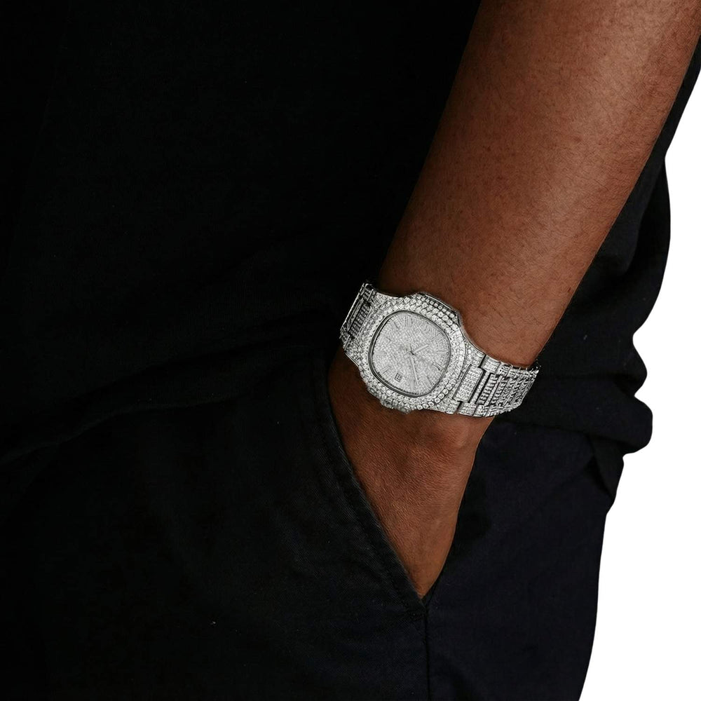 Circle Face Moissanite Watch 4K White Gold 61