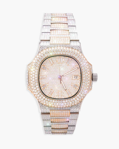 Circle Face Moissanite Watch 14K Gold Rose px newest