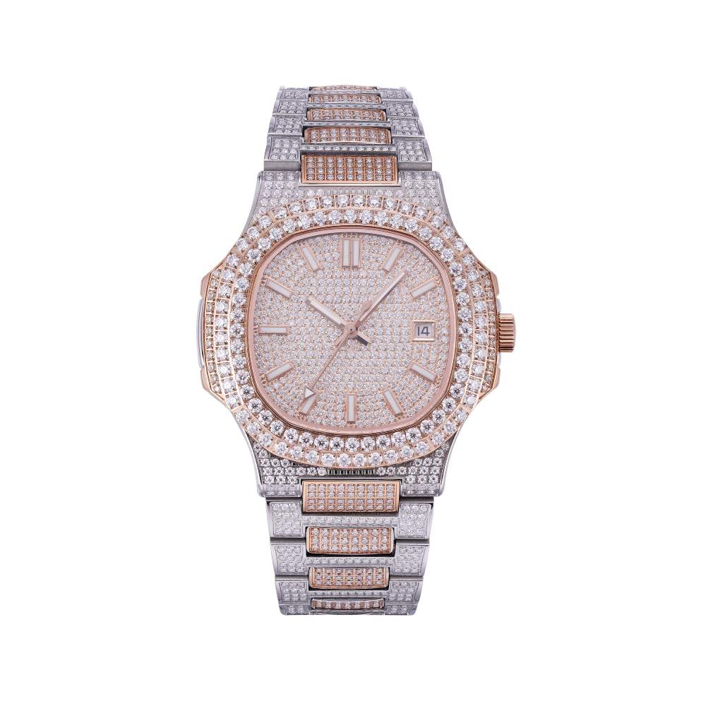 Circle Face Moissanite Watch 14K Rose Gold 2