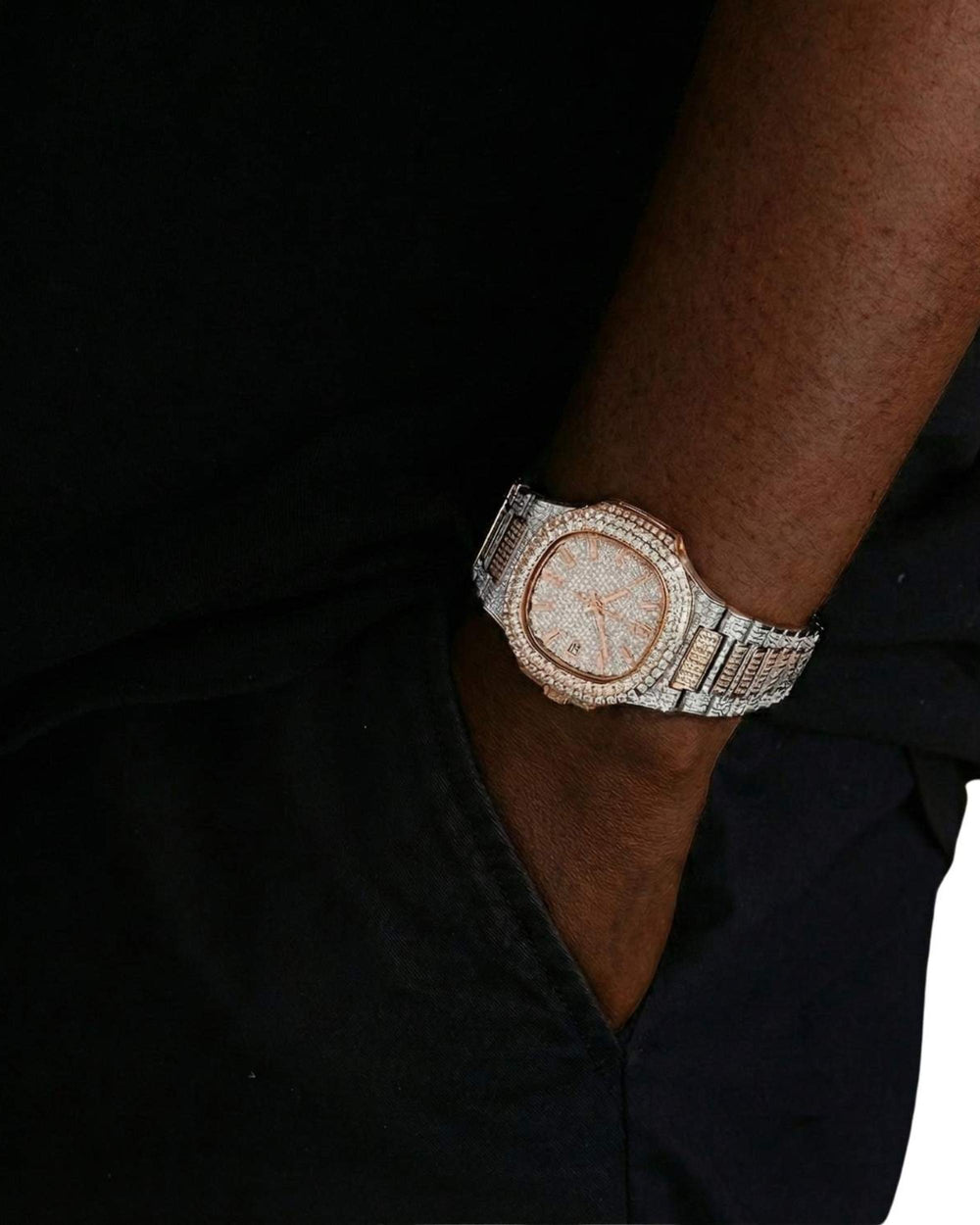 Circle Face Moissanite Watch 14K Rose Gold