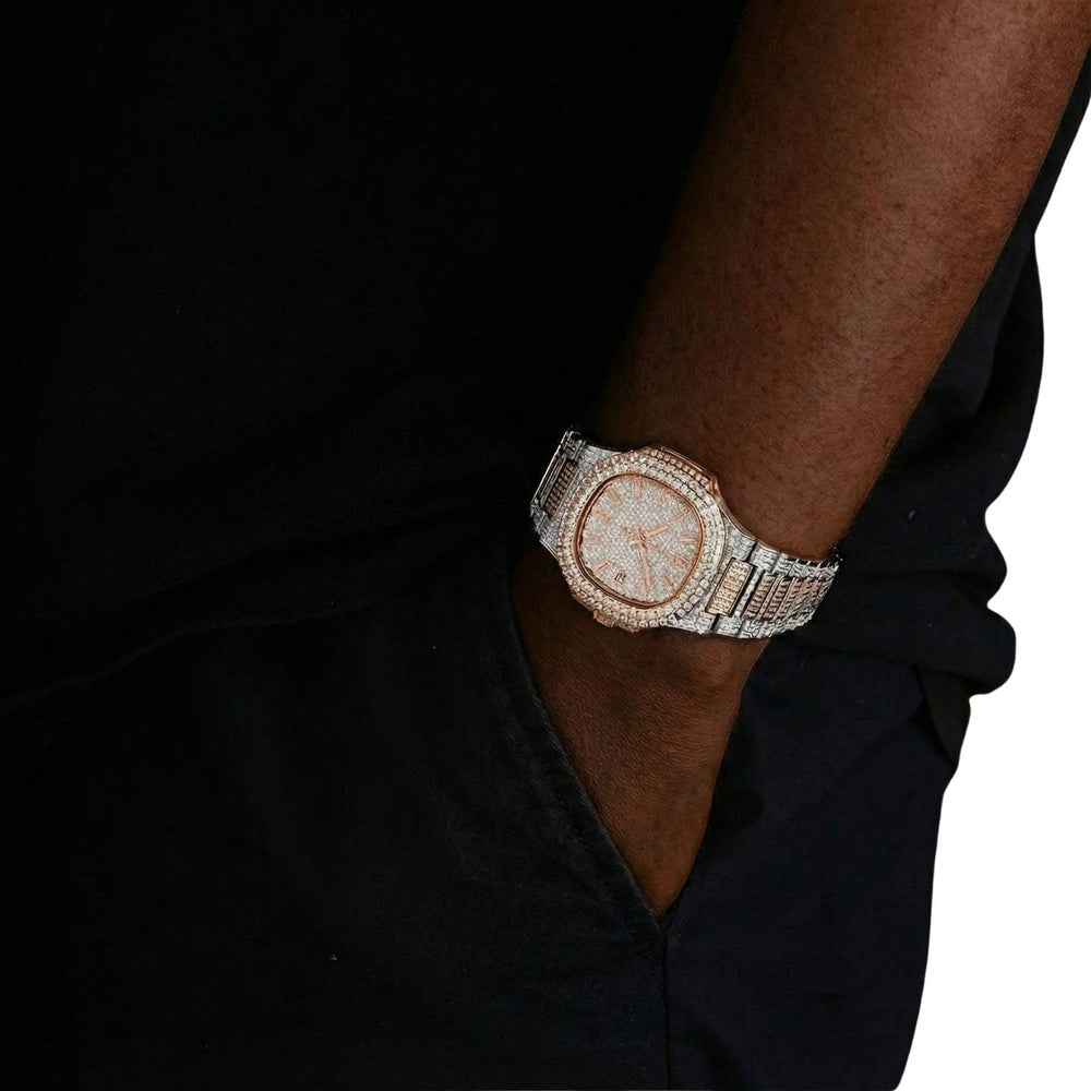 Circle Face Moissanite Watch 14K Rose Gold 6 icecartel