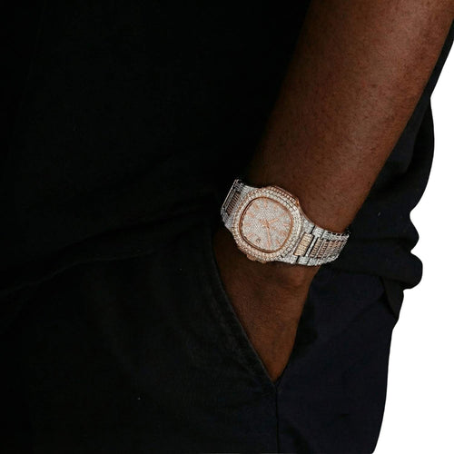 Circle Face Moissanite Watch 14K Rose Gold 6 icecartel