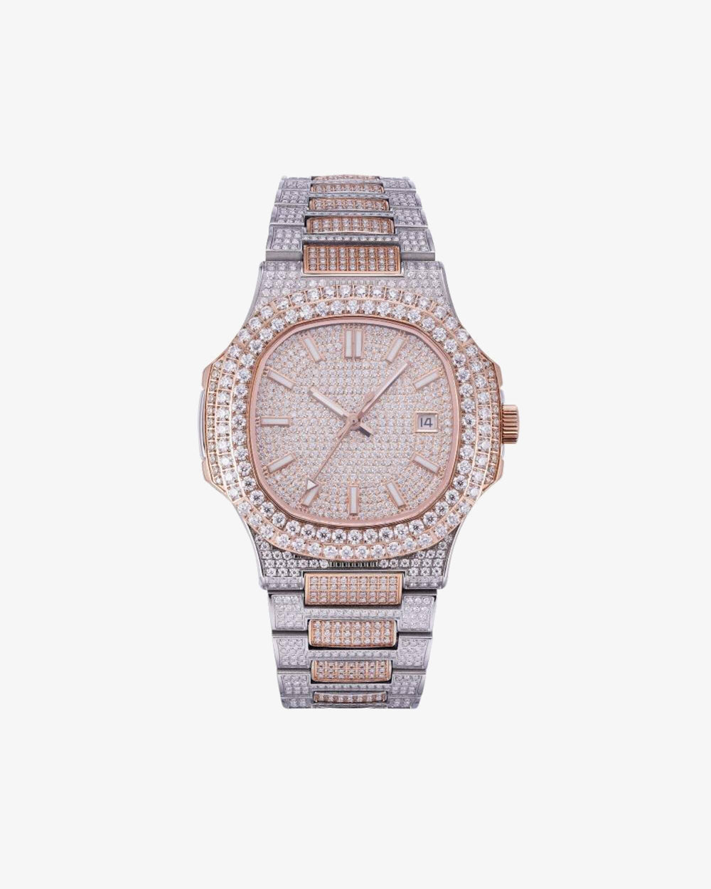 Circle Face Moissanite Watch 14K Rose Gold px