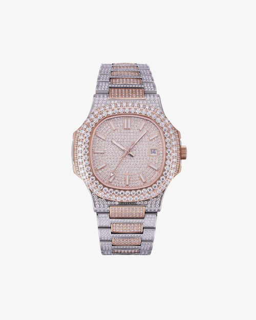 Circle Face Moissanite Watch 14K Rose Gold px