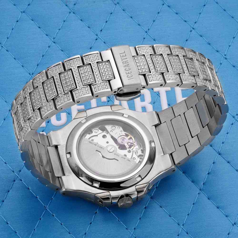 Circle Face Moissanite Watch 4K White Gold 3