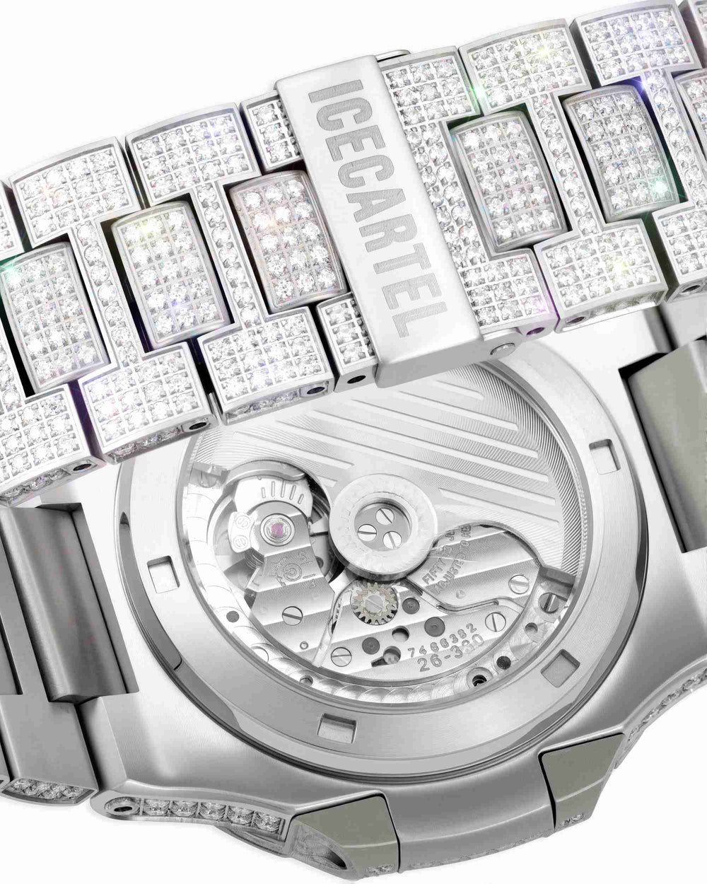 Circle Face Moissanite Watch 14K White Gold px bot