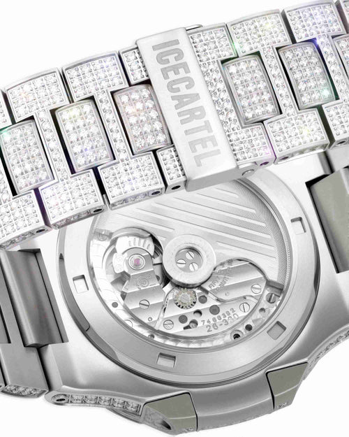 Circle Face Moissanite Watch 14K White Gold px bot