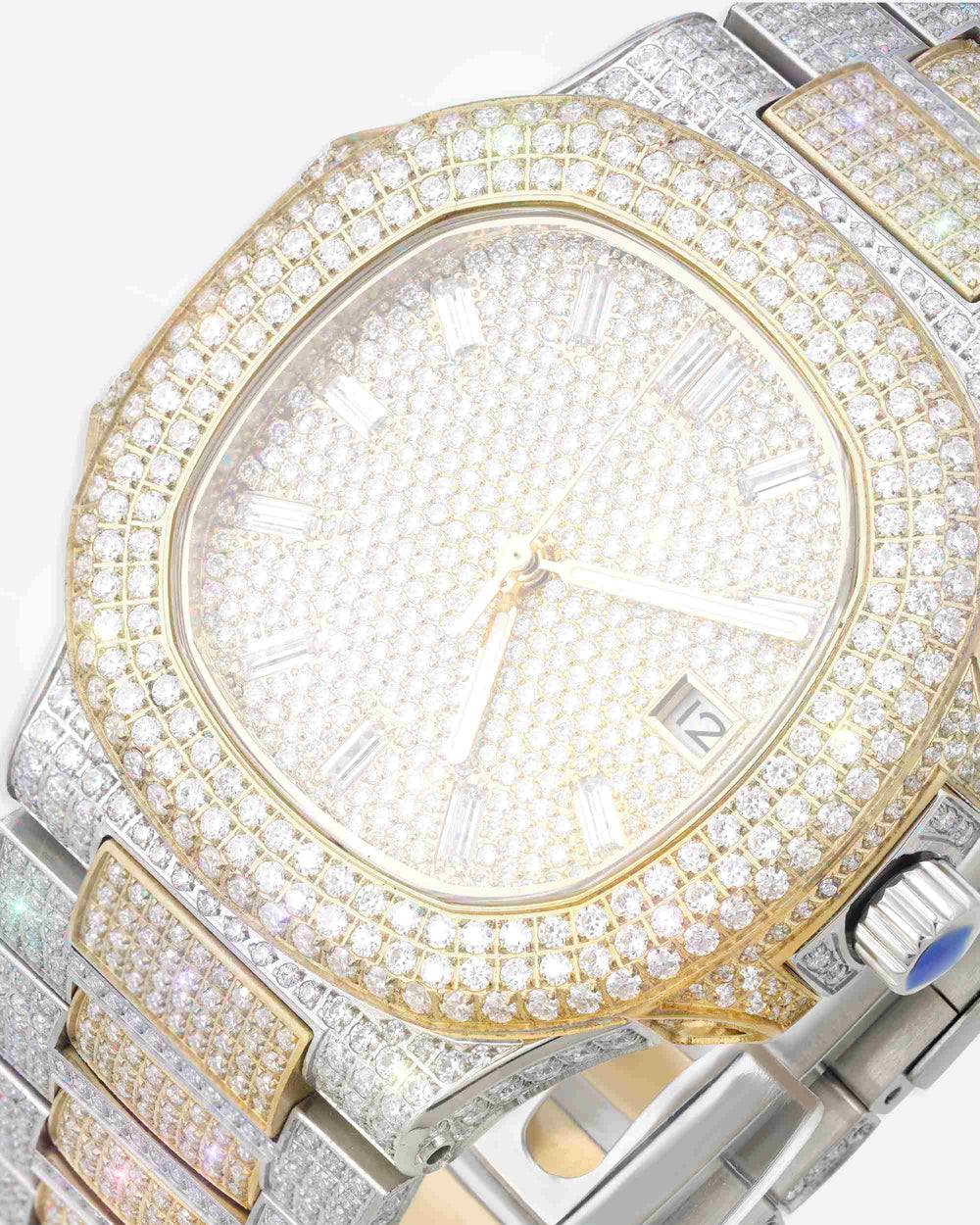 Circle Face Moissanite Watch 14K Yellow Gold px close new
